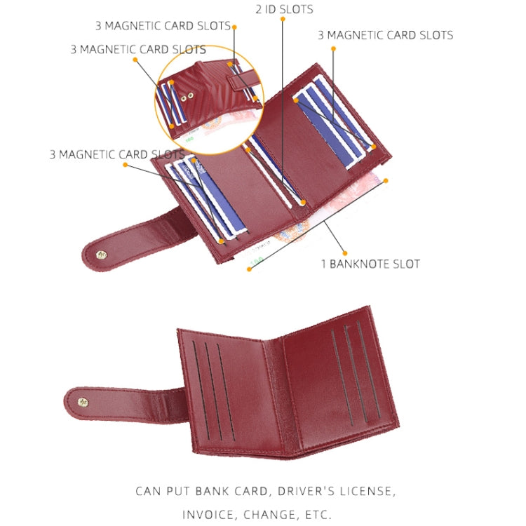 BOISEEN  Ladies Card Holder Embossed Multi-Card Slot Buckle Bank Card Holder Small Wallet(Blue)