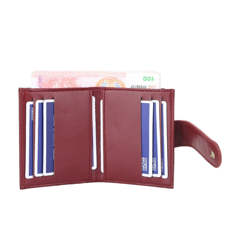 BOISEEN  Ladies Card Holder Embossed Multi-Card Slot Buckle Bank Card Holder Small Wallet(Green)