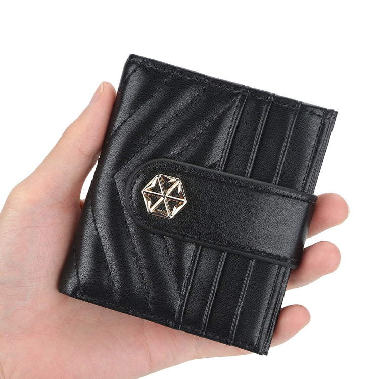 BOISEEN  Ladies Card Holder Embossed Multi-Card Slot Buckle Bank Card Holder Small Wallet(Blue)