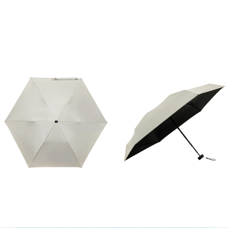 PARACHASE Mini Six Fold Bag Black Glue Sunside Sunscreen Anti-UV Sun Umbrella(Khaki)