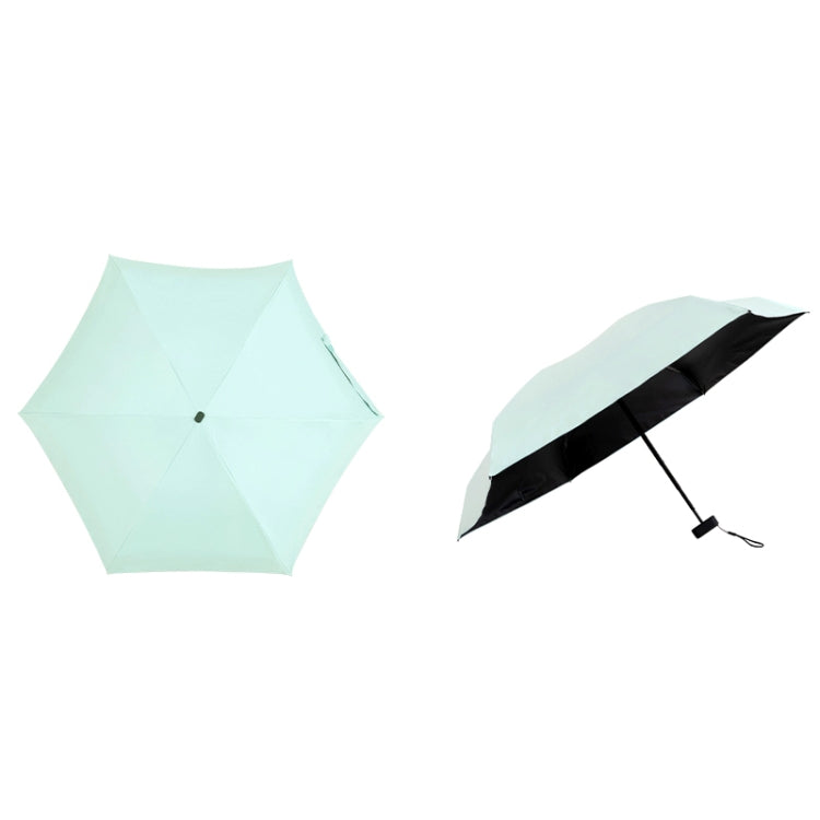 PARACHASE Mini Six Fold Bag Black Glue Sunside Sunscreen Anti-UV Sun Umbrella(Light Green)