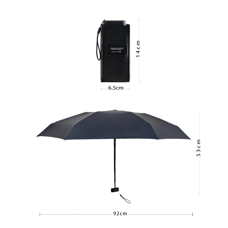 PARACHASE Mini Six Fold Bag Black Glue Sunside Sunscreen Anti-UV Sun Umbrella(Black)