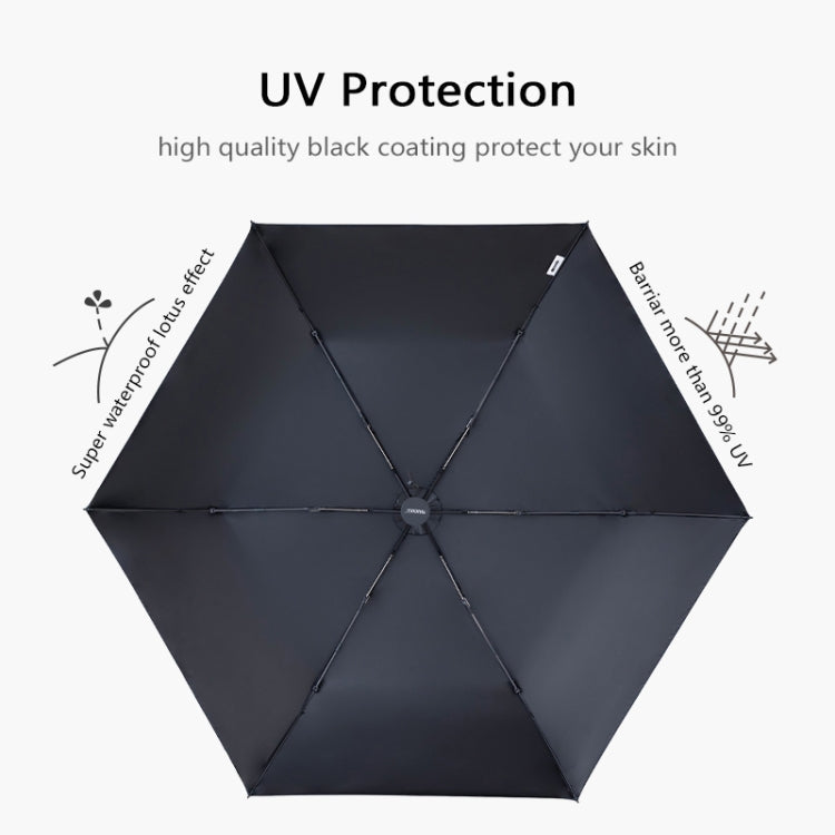 PARACHASE Carbon Fiber Light Portable Small Clever Black Glue Sunscreen Anti-UV Sun Umbrella(Khaki)
