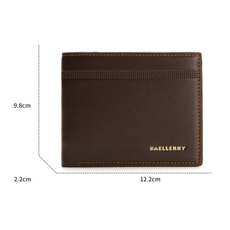 Baellerry Men Short Wallet Multi-card Lychee Pattern Business Wallet(Brown)