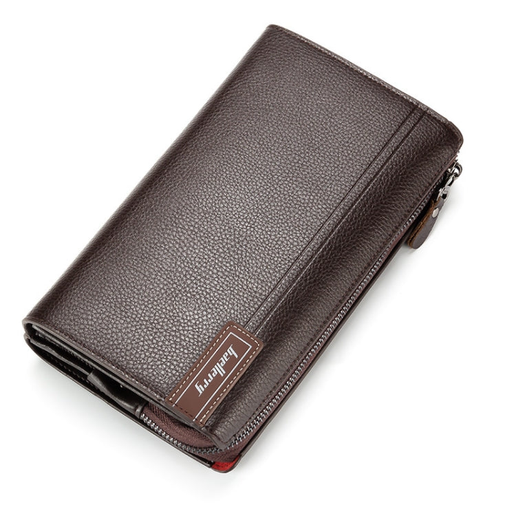 Baellerry Men PU Leather Clutch Business Casual  Lychee Pattern Zipper Wallet(Brown)
