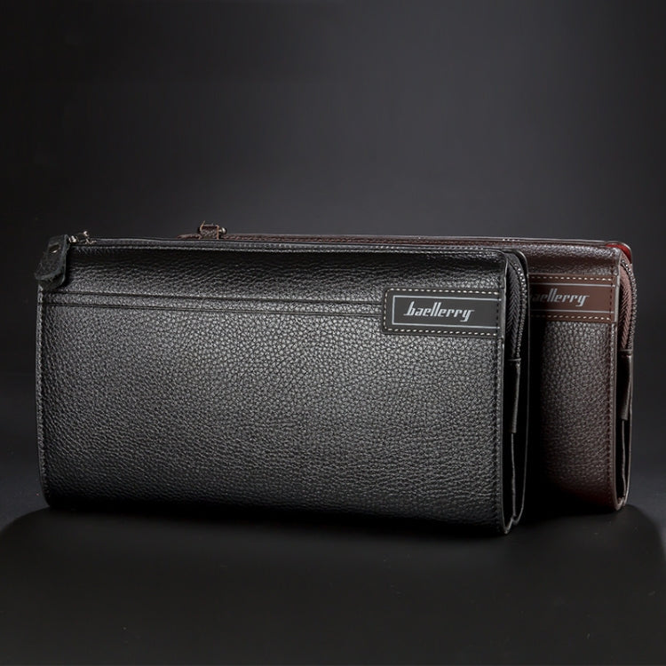 Baellerry Men PU Leather Clutch Business Casual  Lychee Pattern Zipper Wallet(Brown)