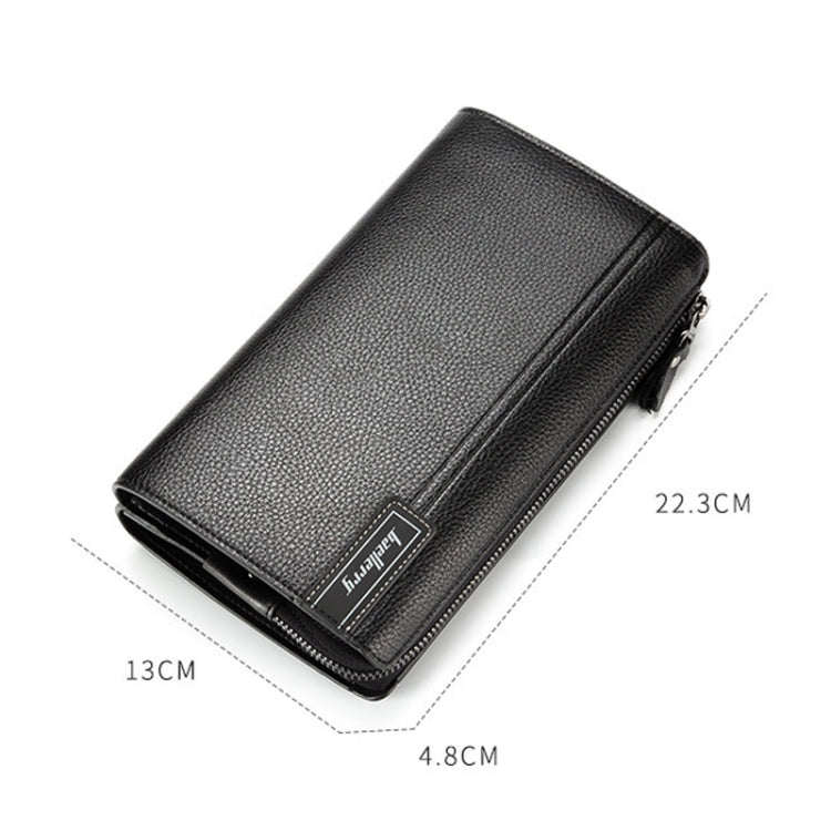 Baellerry Men PU Leather Clutch Business Casual  Lychee Pattern Zipper Wallet(Black)