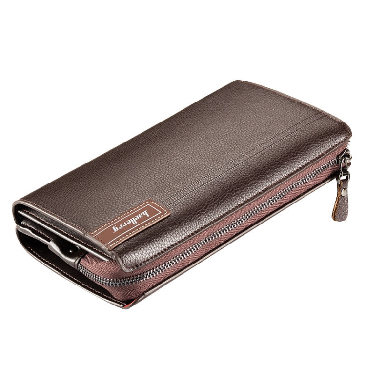 Baellerry Men PU Leather Clutch Business Casual  Lychee Pattern Zipper Wallet(Brown)