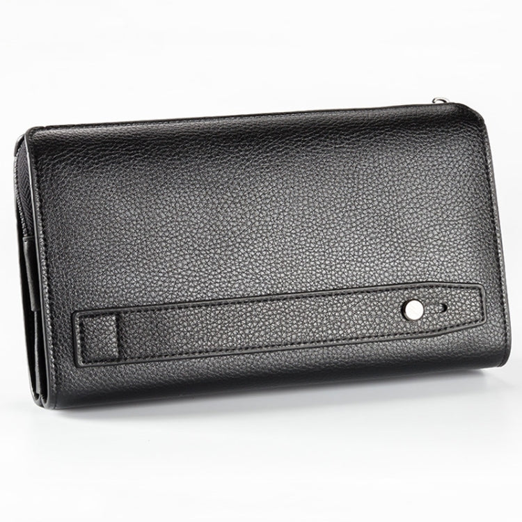 Baellerry Men PU Leather Clutch Business Casual  Lychee Pattern Zipper Wallet(Brown)