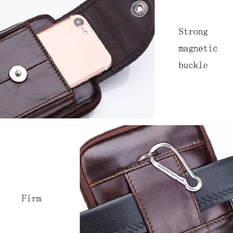 BULL CAPTAIN  Leather Multifunctional Waist Bag For Men(Black-07)