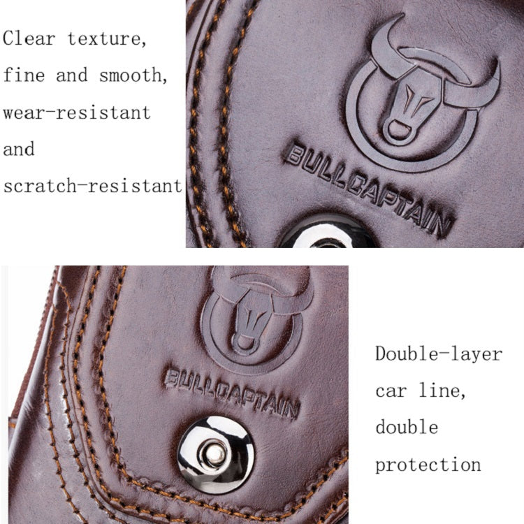 BULL CAPTAIN  Leather Multifunctional Waist Bag For Men(Black-05)