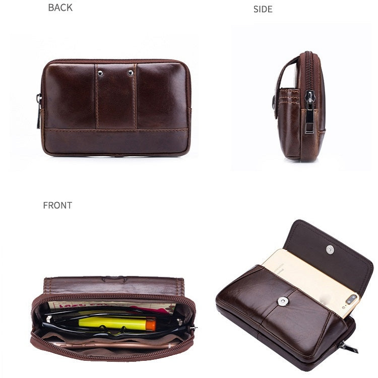 BULL CAPTAIN  Leather Multifunctional Waist Bag For Men(Black-08)