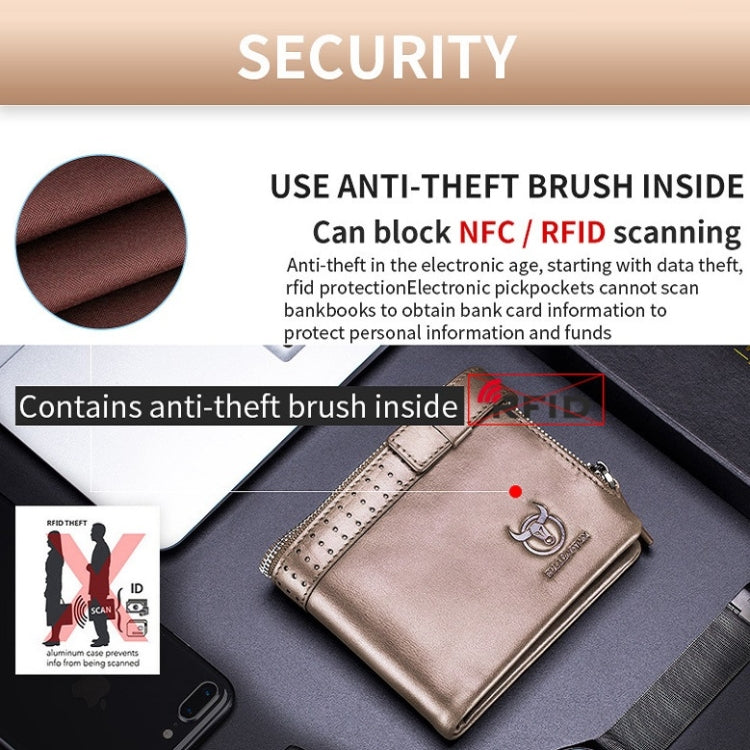 BULL CAPTAIN Anti-theft Brush Leather Wallet For Men(Brown)
