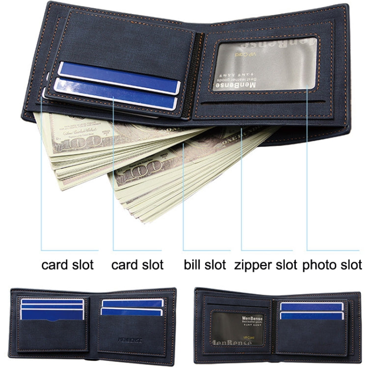 MenBense Large Capacity Short Multi-Card Matte Wallet(Dark Brown)