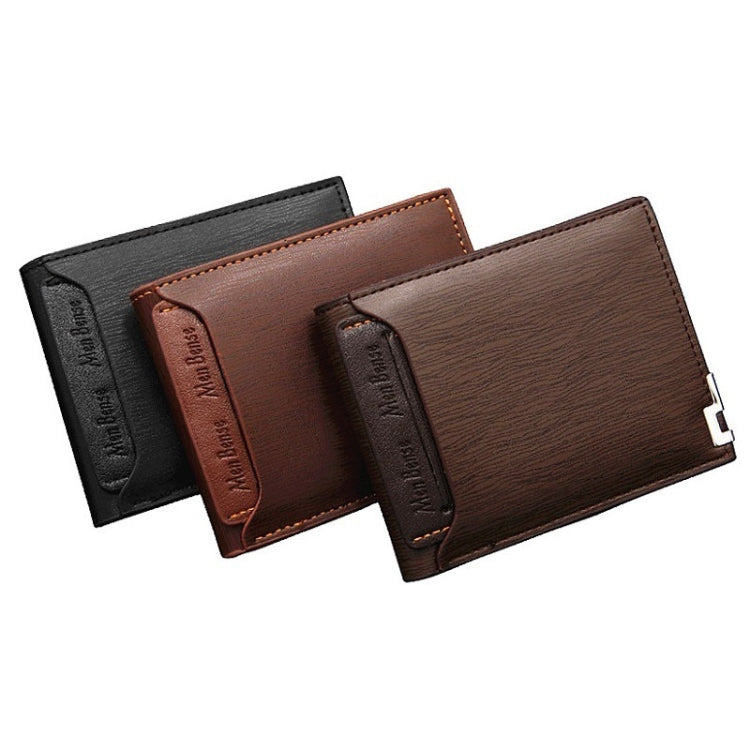 MenBense Short Fashion Leisure Iron Side Pumping Card Clip Wallet(Dark Brown)