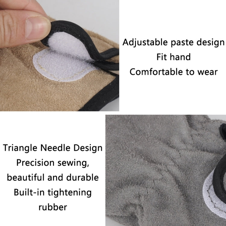CLS Outdoor Cookout Barbecue Heat Resistant Protective Cowhide Gloves(Khaki)