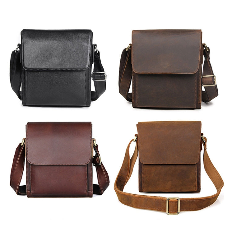 Vintage Crazy Horse Leather Men Shoulder Bag Messenger Bag(Brown Yellow)