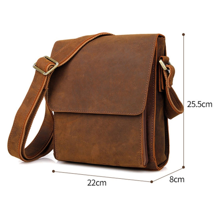 Vintage Crazy Horse Leather Men Shoulder Bag Messenger Bag(Brown)