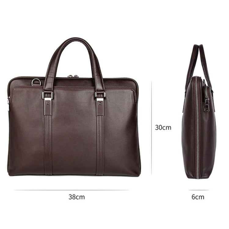 Men Business Cowhide Leather Handbag Lawyer Briefcase Messenger Bag Laptop Bag(Black)