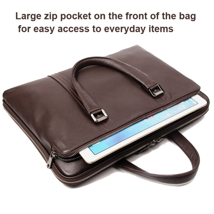 Men Business Cowhide Leather Handbag Lawyer Briefcase Messenger Bag Laptop Bag(Black)