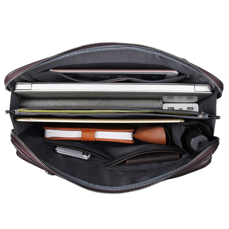 Men Business Cowhide Leather Handbag Lawyer Briefcase Messenger Bag Laptop Bag(Black)