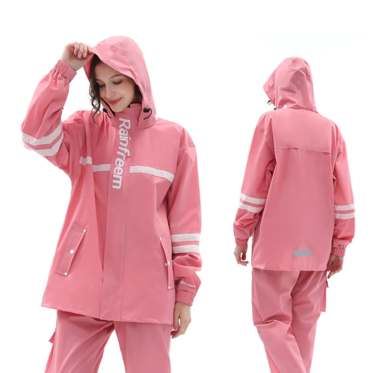 Raninfreem Outdoor Fashion Double Riding Reflection Raincoat Rain Pants Suit L(Purple)