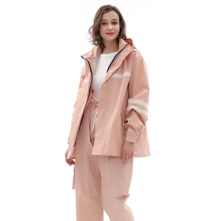 Raninfreem Outdoor Fashion Double Riding Reflection Raincoat Rain Pants Suit XL(Lotus Color)