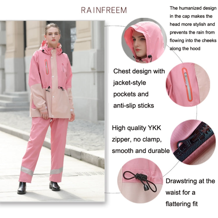 Rainfreem Outdoor Reflective Fashion Split Raincoat Rain Pants Set, Size: XL(Blue)