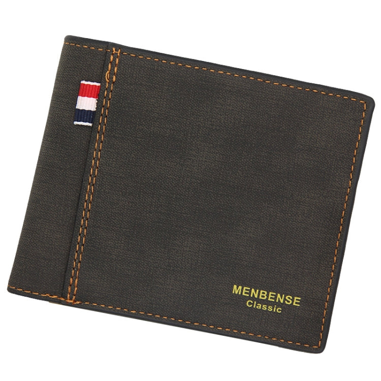 MenBense Frosted PU Short Large Capacity Fashion Retro Three Fold Bag Men Wallet(Black)