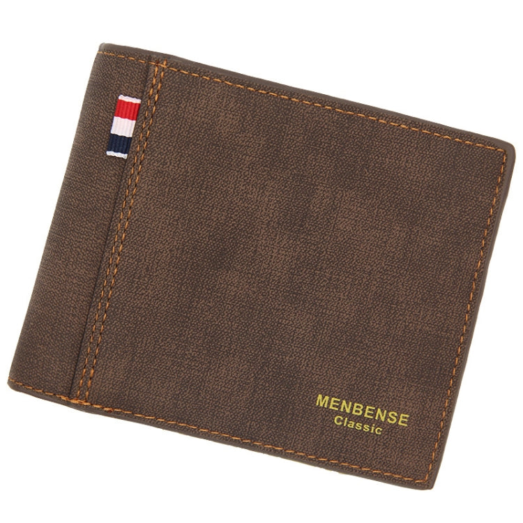 MenBense Frosted PU Short Large Capacity Fashion Retro Three Fold Bag Men Wallet(Dark Brown)