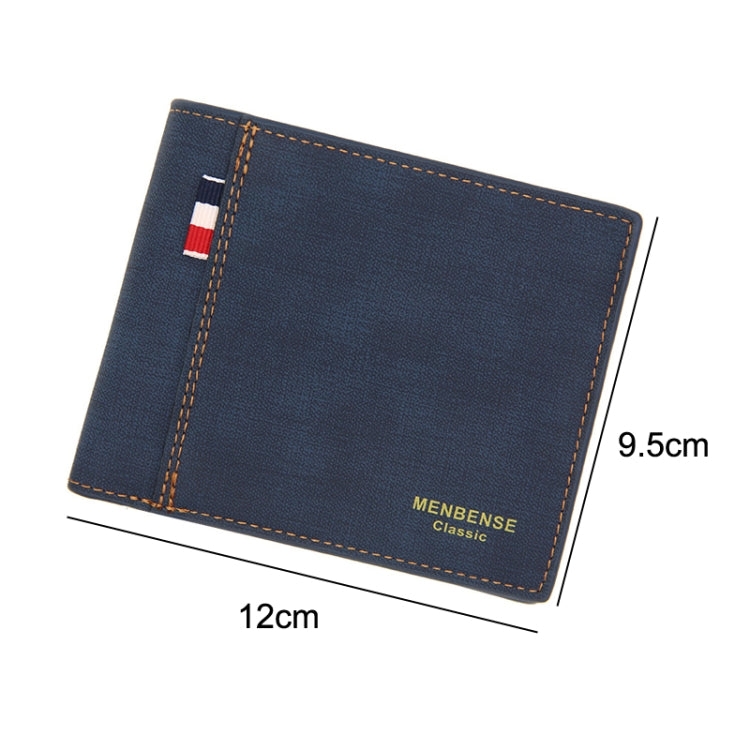 MenBense Frosted PU Short Large Capacity Fashion Retro Three Fold Bag Men Wallet(Black)