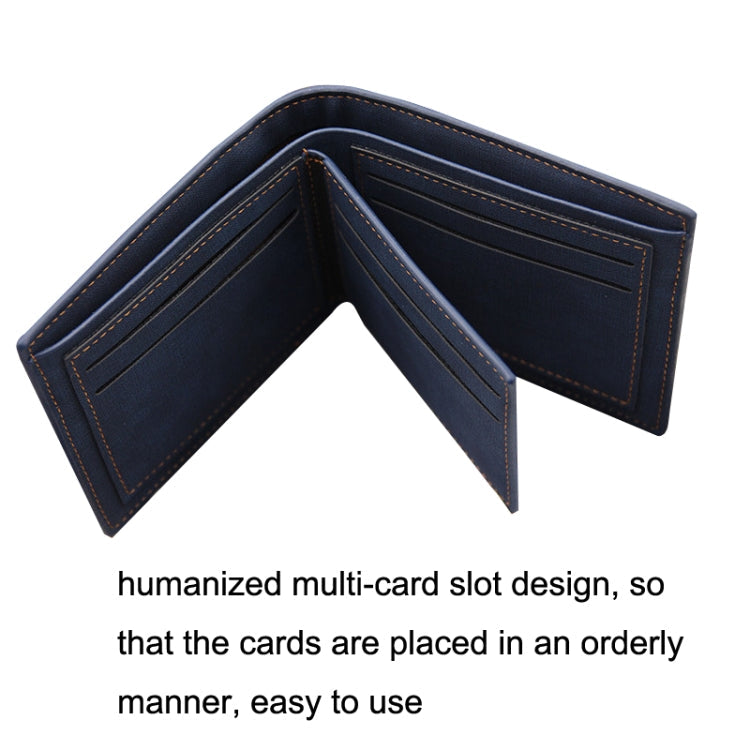 MenBense Frosted PU Short Large Capacity Fashion Retro Three Fold Bag Men Wallet(Light-Light)