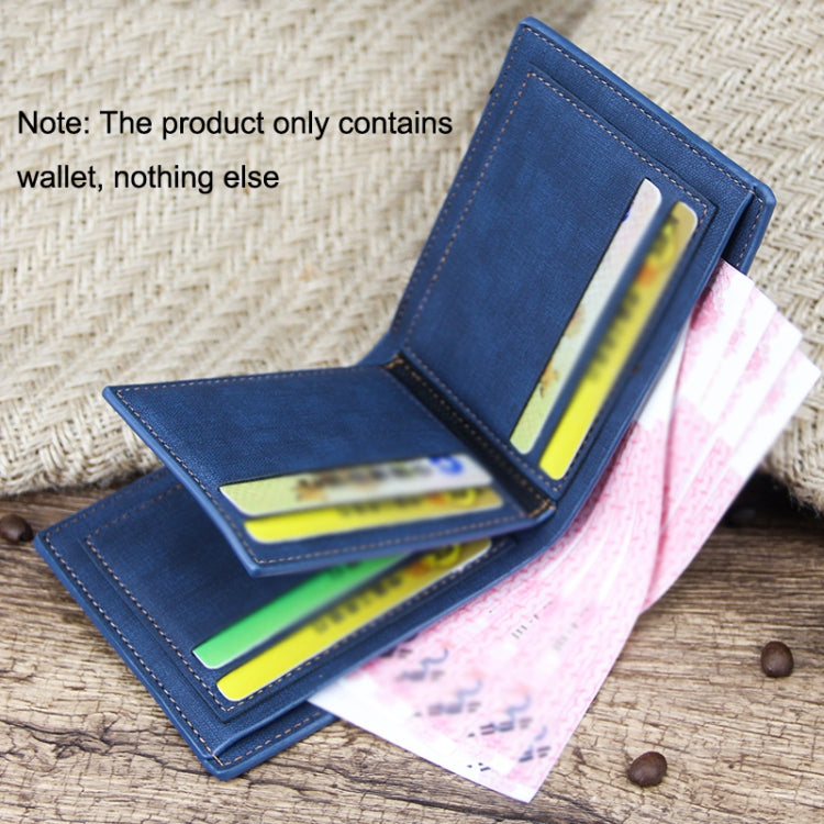MenBense Frosted PU Short Large Capacity Fashion Retro Three Fold Bag Men Wallet(Black)