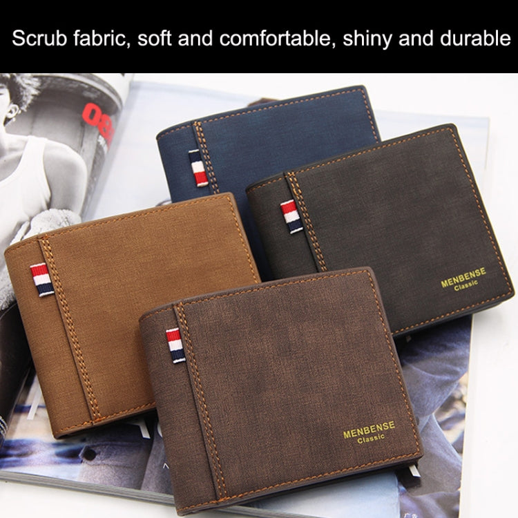 MenBense Frosted PU Short Large Capacity Fashion Retro Three Fold Bag Men Wallet(Black)
