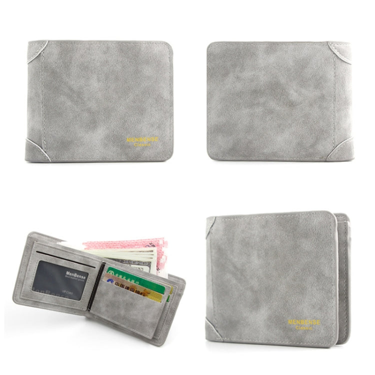 Menbense Matte Short Large Capacity Fashion Casual Adapter Male Wallet(Light Grey)