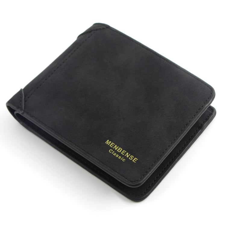 Menbense Matte Short Large Capacity Fashion Casual Adapter Male Wallet(Black)