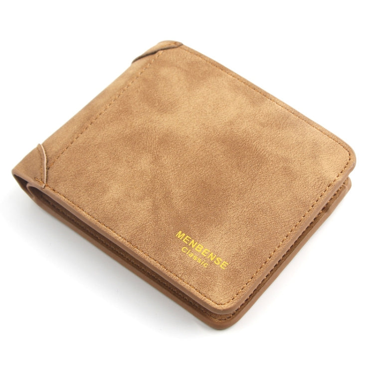 Menbense Matte Short Large Capacity Fashion Casual Adapter Male Wallet(Light Brown)