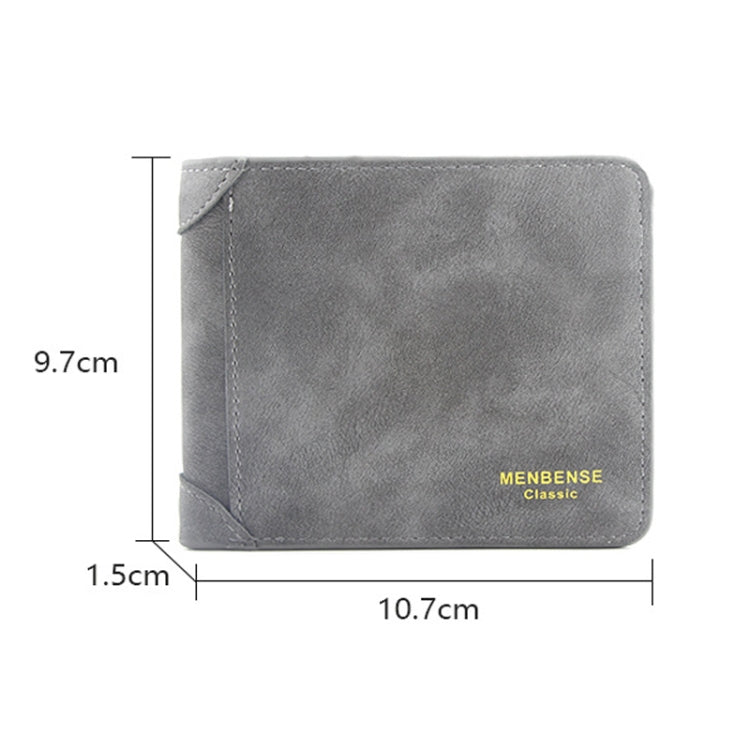 Menbense Matte Short Large Capacity Fashion Casual Adapter Male Wallet(Navy Blue)