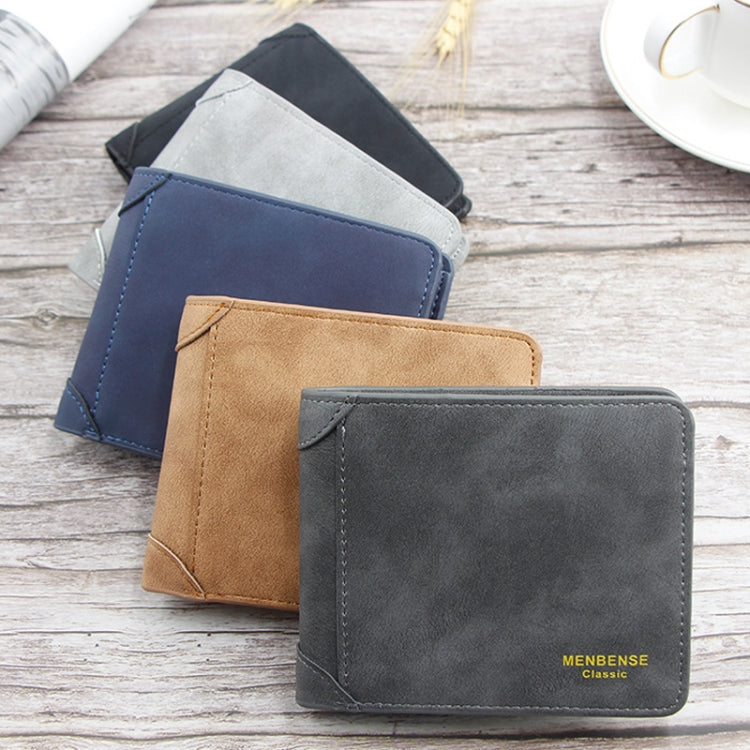 Menbense Matte Short Large Capacity Fashion Casual Adapter Male Wallet(Light Grey)