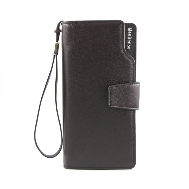 Menbense Fashion Business Simple Handbag PU Large Capacity Male Wallet(Dark Brown)