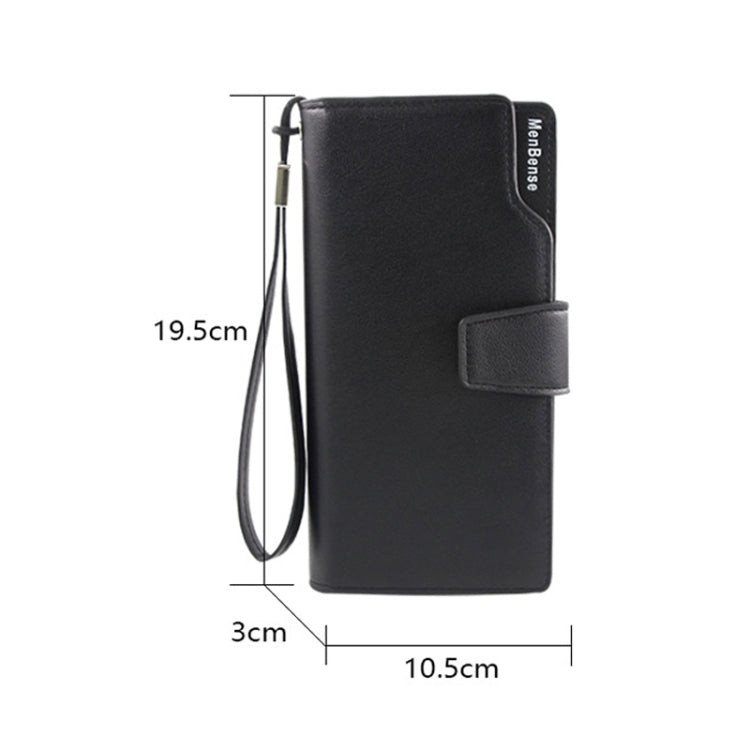 Menbense Fashion Business Simple Handbag PU Large Capacity Male Wallet(Dark Brown)