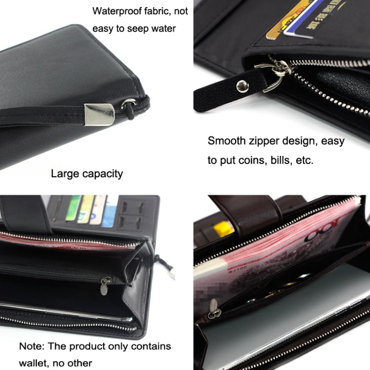 Menbense Fashion Business Simple Handbag PU Large Capacity Male Wallet(Dark Brown)