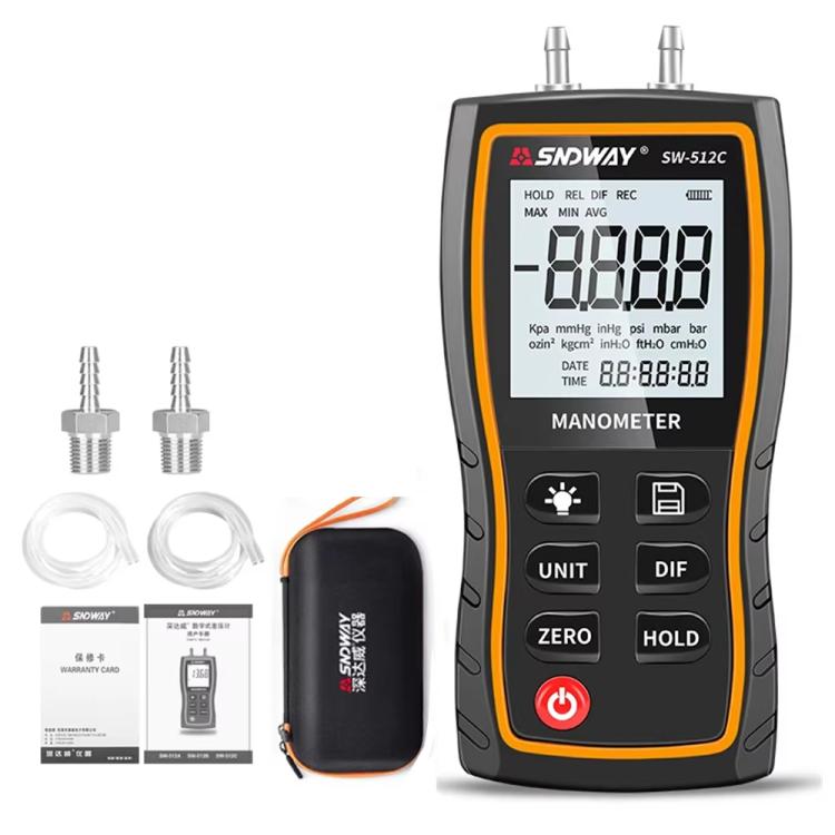 SNDWAY SW-512C Digital Handheld Differential Pressure Gauge Negative Pressure Tester