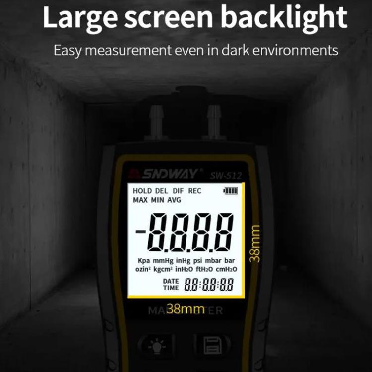 SNDWAY SW-512C Digital Handheld Differential Pressure Gauge Negative Pressure Tester