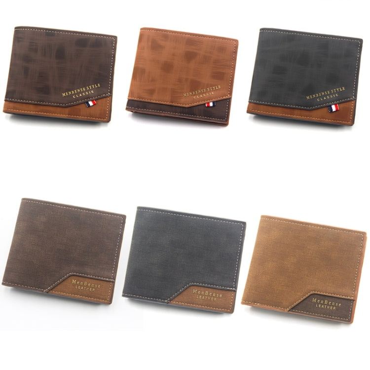 Menbense Hot Stamping Hinge Short Matte Multi-Card Large Capacity Male Wallet(D3301-5 Light Brown)