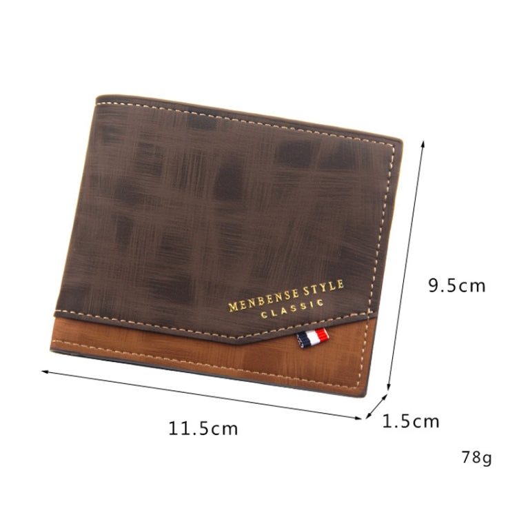 Menbense Hot Stamping Hinge Short Matte Multi-Card Large Capacity Male Wallet(D3301-4 Dark Brown)
