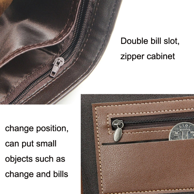 Menbense Hot Stamping Hinge Short Matte Multi-Card Large Capacity Male Wallet(D3301-5 Dark Brown)