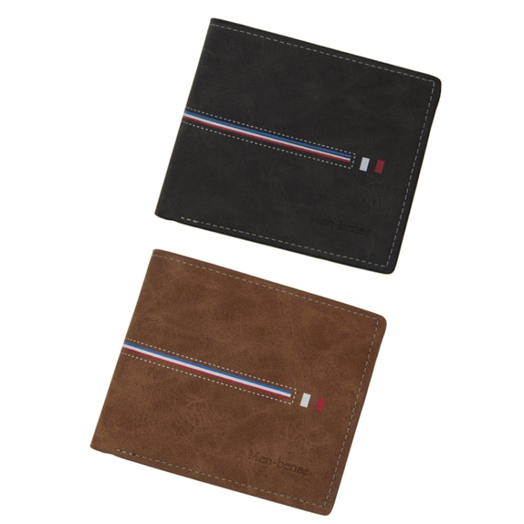 MenBense Short Multi-Card Fashion Casual Matte Wallet(Black)