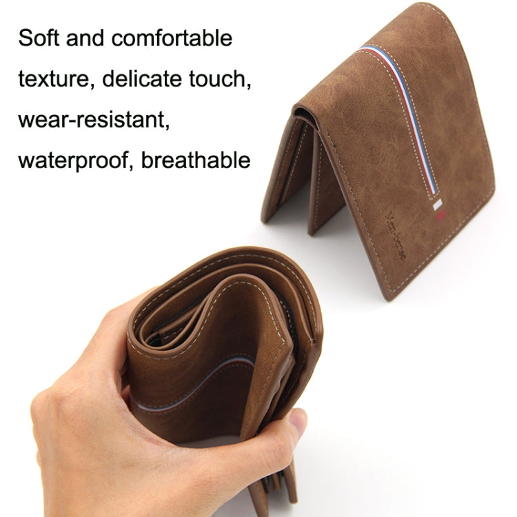 MenBense Short Multi-Card Fashion Casual Matte Wallet(Light Brown)