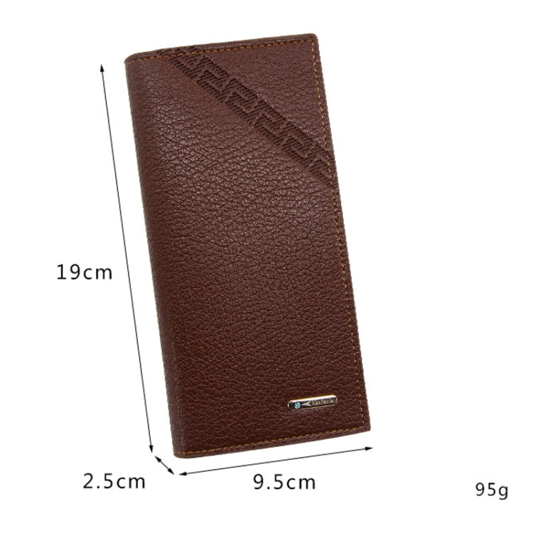 MenBense Long Fashion Embossed Magnetic Buckle Multi-Card Slot Men Wallet(Light Brown)